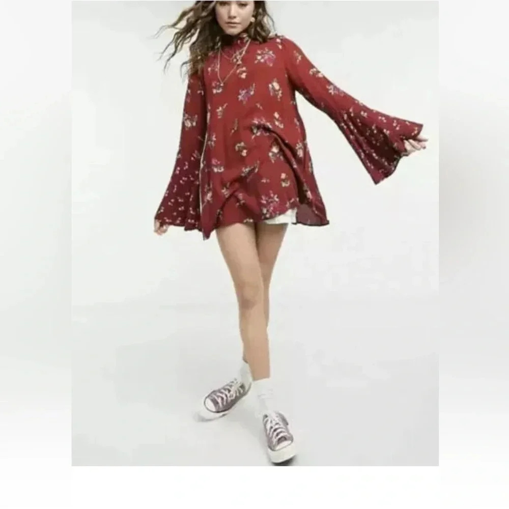 *Final Price* Free People Tate Mock-Neck Tunic Vintage Combo Red S NWT - Picture 4 of 9